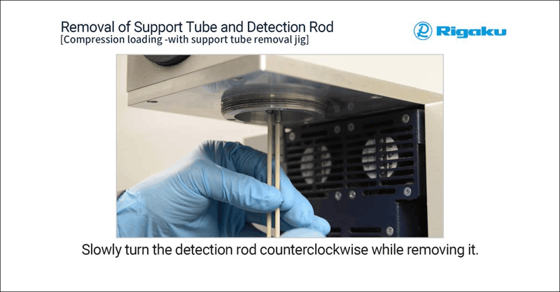 Removal of support tube and detection rod