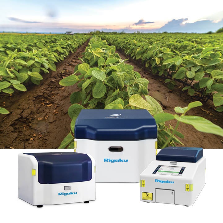 Crops with NEX Series benchtop EDXRF elemental analyzers for composition of soil and plant materials.