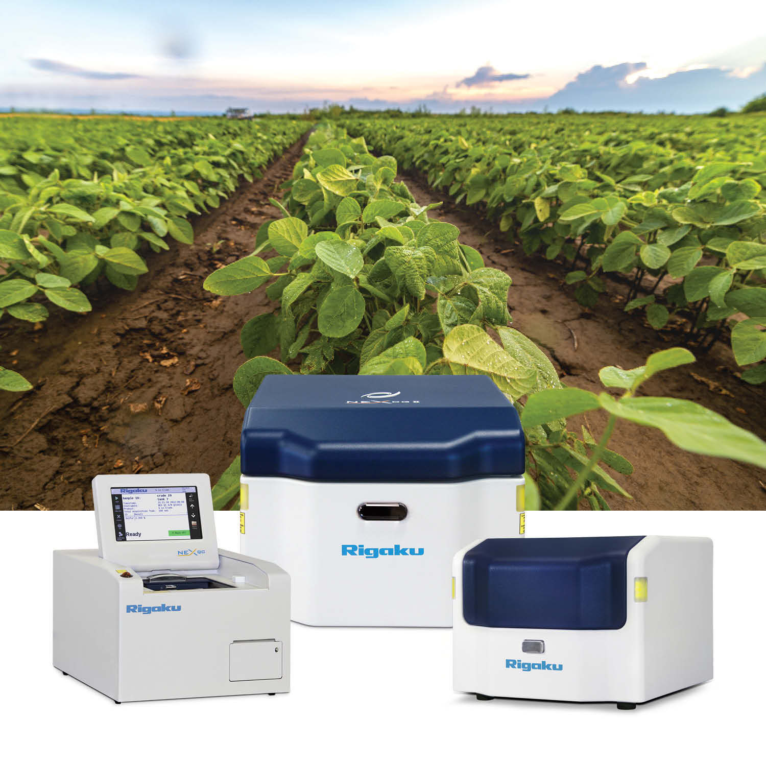 Crops with NEX Series benchtop EDXRF elemental analyzers for composition of soil and plant materials.