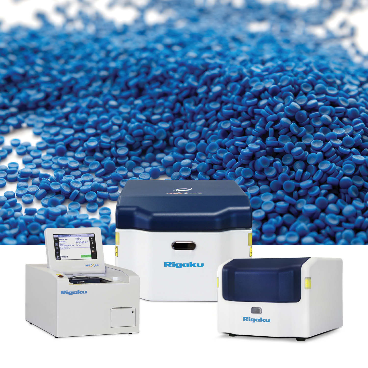 Plastics sample with NEX Series benchtop EDXRF elemental analyzers.