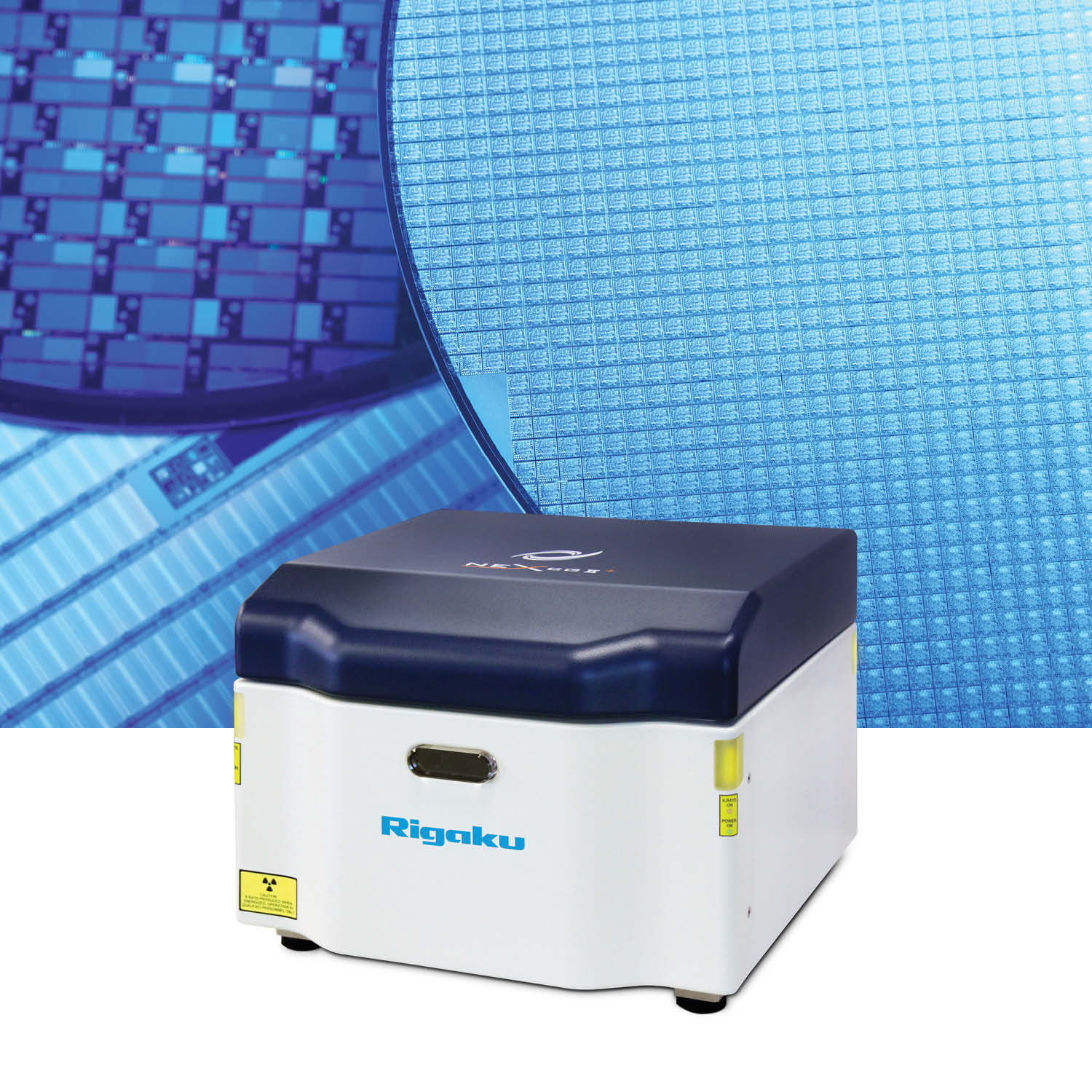 多層薄膜の膜厚と元素組成の測定に使用されるNEX CG IIを搭載した半導体ウェハー。