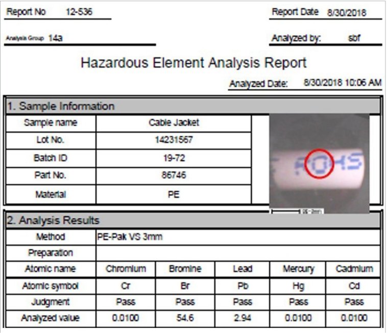 EDXRF1803 RoHS Report