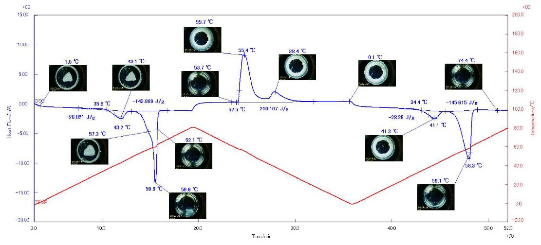 B-TA1036 Figure 1 Thermal behavior of paraffin by sample observation DSCvesta 