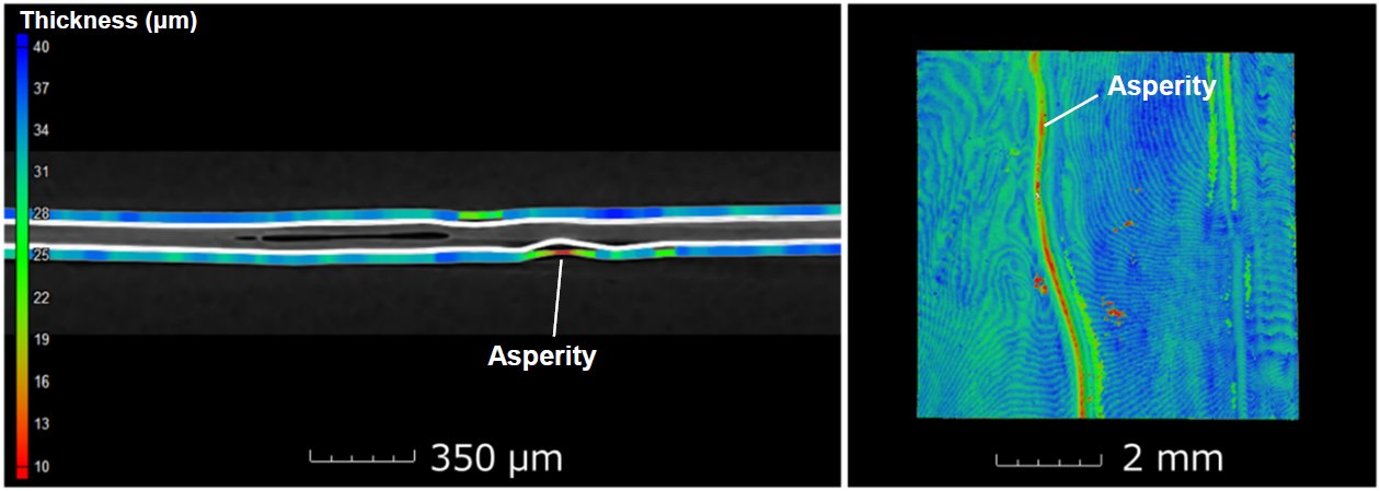 B-XRI1016 Figure 2 Thickness distribution of the resin layer in the CT cross-section image and 3D image