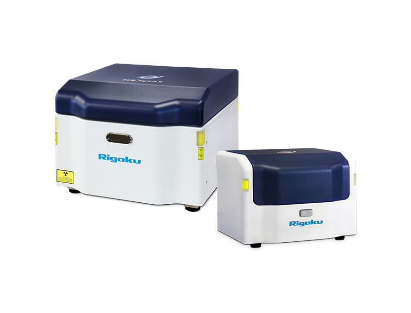 Rigaku NEX CG II and NEX DE, benchtop EDXRF elemental analyzers.