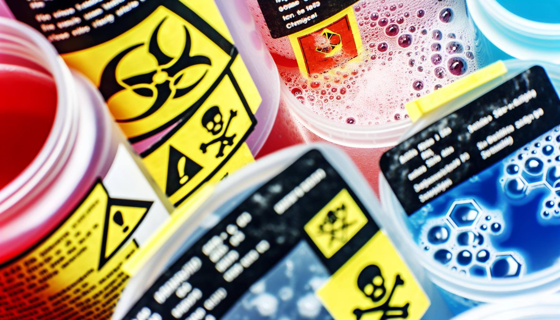 An image showing a close up of hazardous chemicals