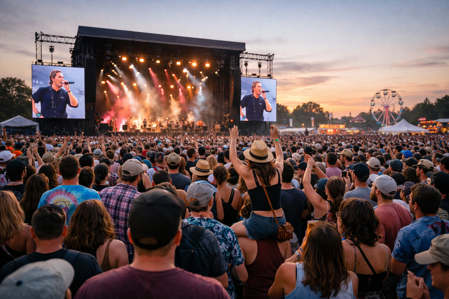 Outdoor Concert with Diverse Crowds