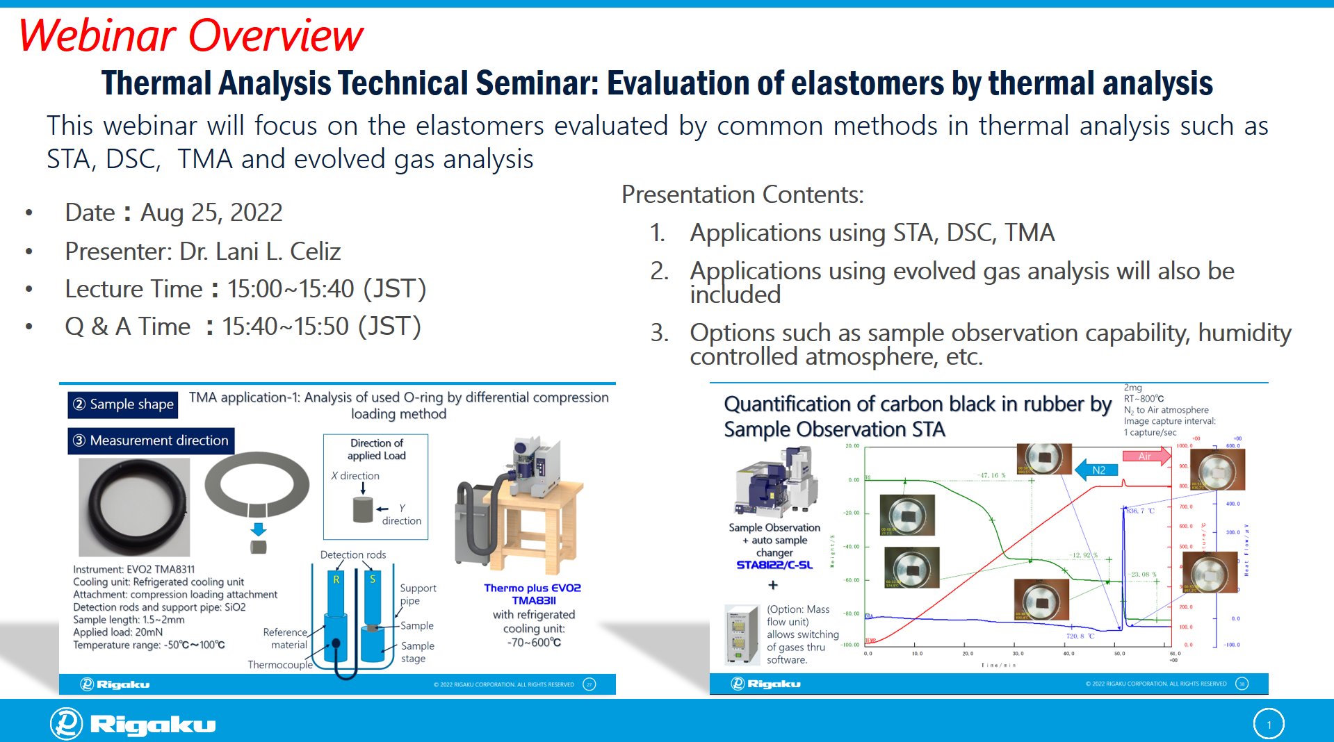 Evaluation of elastomers by thermal analysis