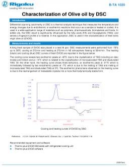 TA-1020: Characterization of Olive oil by DSC