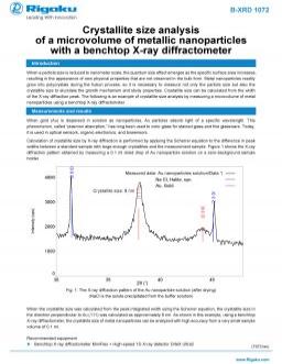 AppNote B-XRD1072: Crystallite size analysis of a microvolume of metallic nanoparticles with a benchtop X-ray diffractometer  XRD1072